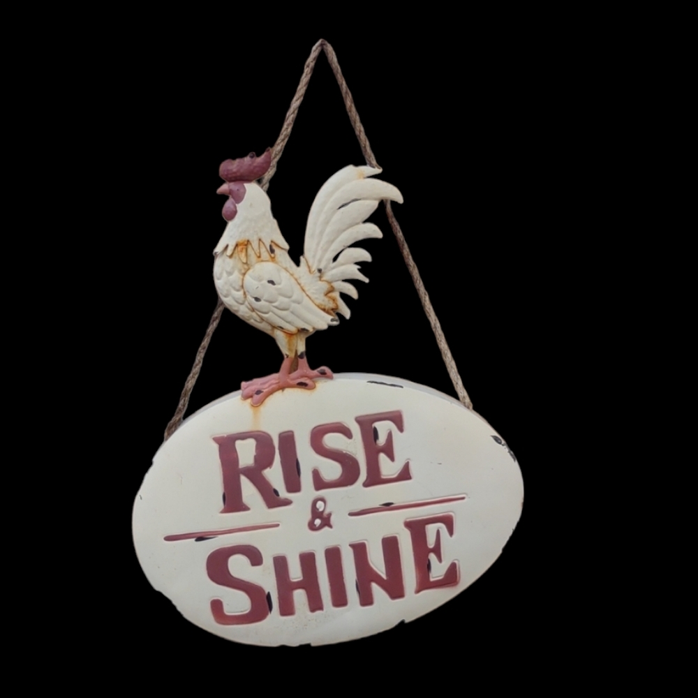 NEW Rise & Shine Vintage looking Sign Wall Rooster